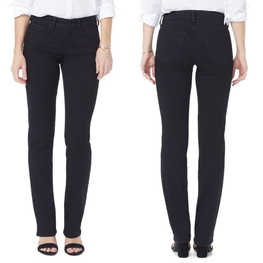 NYDJ The Marylin Straight Black Jeans Sz 12